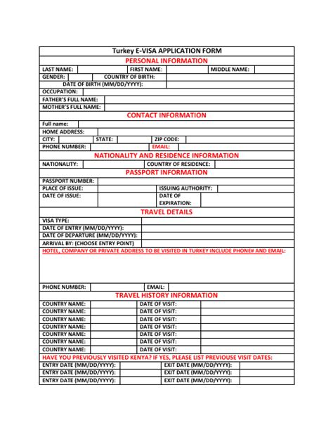 Turkish E-Visa Application Form - Fill Out, Sign Online and Download PDF | Templateroller