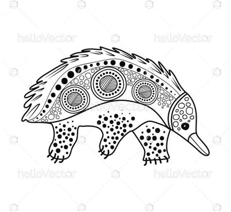 Echidna drawing in aboriginal art style - Vector illustration ...