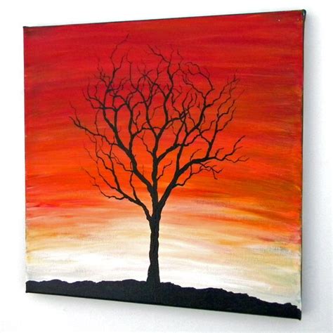 Items similar to Sunset or Sunrise Tree Painting 12X12 on Etsy