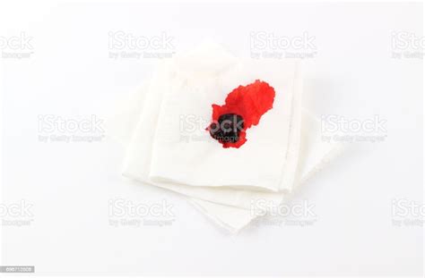 Blood Drip On Toilet Paper In White Background Fresh Red Blood And ...