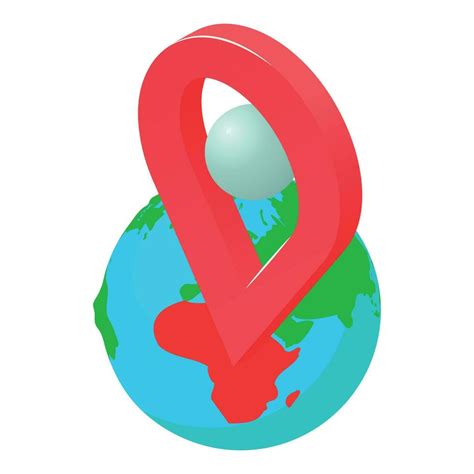 Gps global icon isometric vector. Planet earth globe with big red gps pin icon 23598325 Vector ...