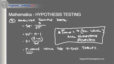 Hypothesis Testing -- Fundamentals of Engineering FE EIT Exam Review - YouTube