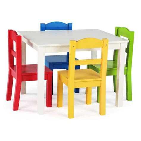 Humble Crew Summit 5-Piece White/Primary Kids Table and Chair Set TC406 - The Home Depot