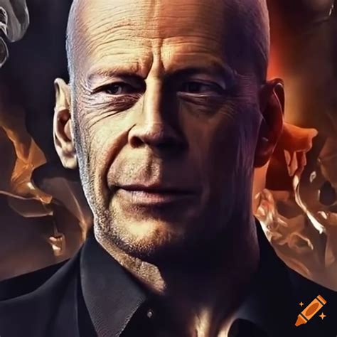Mysterious image of bruce willis with a deck of cards on Craiyon