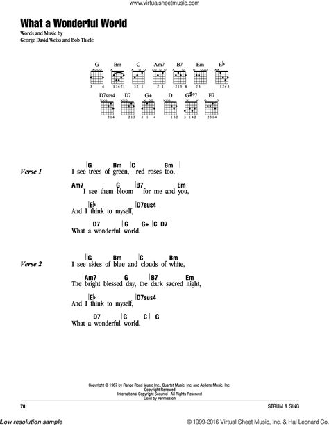 What A Wonderful World sheet music for guitar (chords) v2