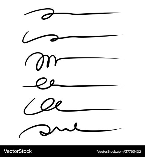 Hand lettering lines - signature lines isolated Vector Image