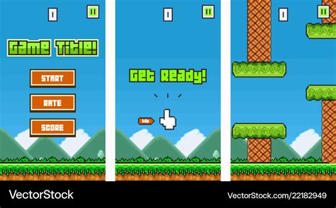 8bit platformer pixel art mobile game assets Vector Image