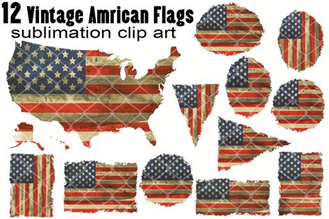 12 Vintage Retro US Flag Sublimation Graphic by V-Design Creator ...