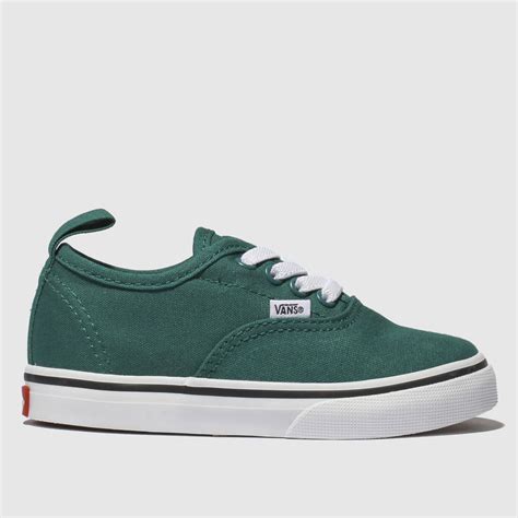 Kids Unisex dark green vans authentic elastic lace trainers | schuh