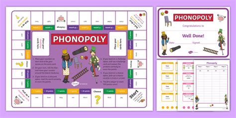 Phase 3 Phonics Phonopoly Board Game