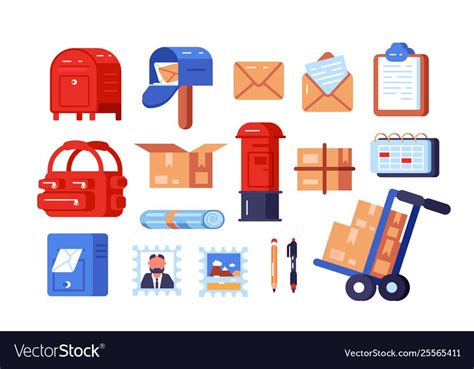 Post office symbols set Royalty Free Vector Image , #Ad, #symbols, #set ...