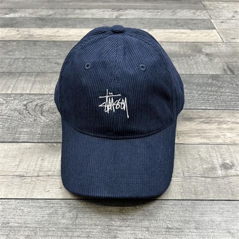 🍐 Stussy hat in navy with white embroidered logo,... - Depop