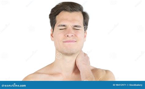 Close Up of Young Man with Closed Eyes, Clenched Teeth - Neck Pain Concept Stock Image - Image ...