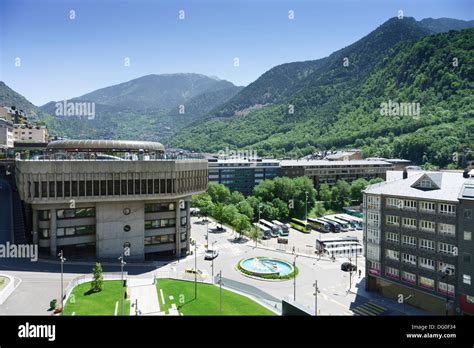 Andorra - capital city Andorra la Vella. Modern development Stock Photo ...