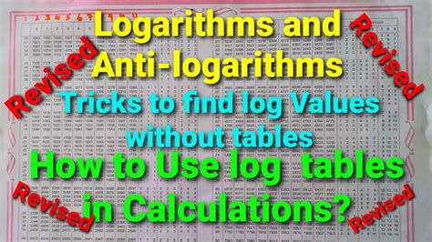 Logarithms and Anti-logarithms. Use of log tables & Tricks to write log ...