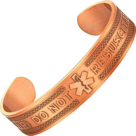 Amazon.com: Agneti DNR Do Not Resuscitate Pure Copper Medical Alert ID Bangle Bracelet for Men ...