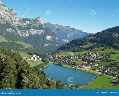 Alpine village stock image. Image of mountain, scenery - 1496519