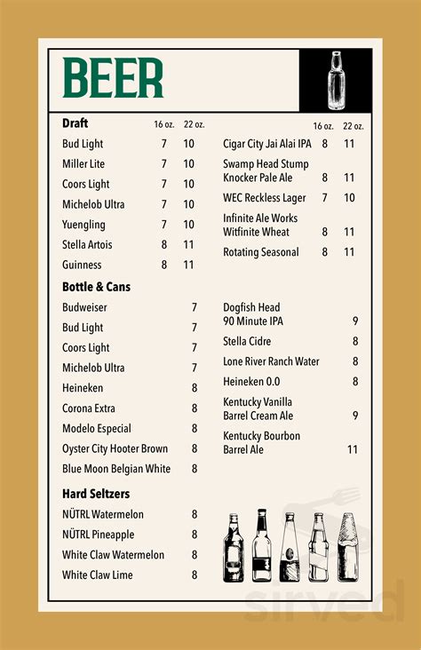 The Yellow Pony Pub and Garden menu in Ocala, Florida, USA