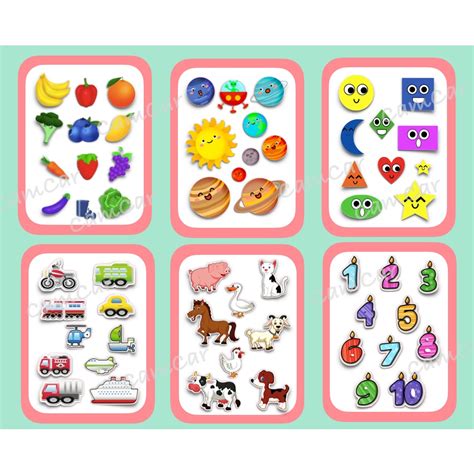 Educational STICKERS for kids: shapes, ABC, Numbers, Colors, Fruits, Planets, Solar System ...