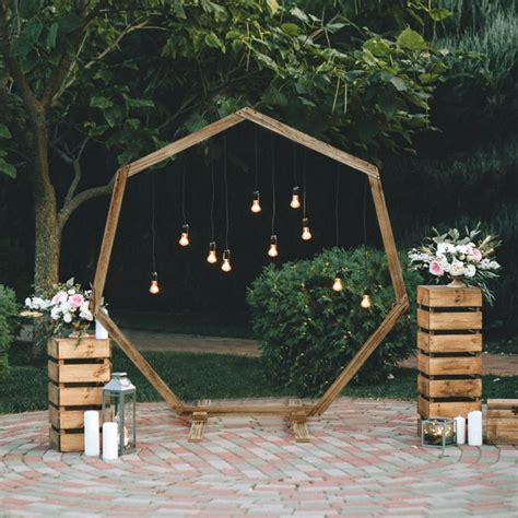 Efavormart 7FT Wooden Wedding Arch, Heptagonal Wedding Arbor, Photo ...