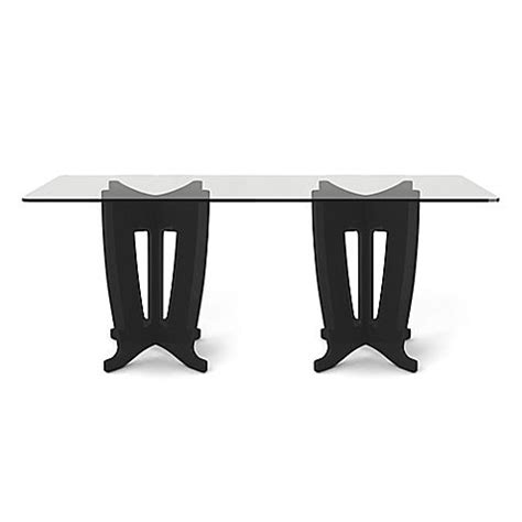 Manhattan Comfort Jane 2.0 Glass and Wood Dining Table in Black Gloss ...