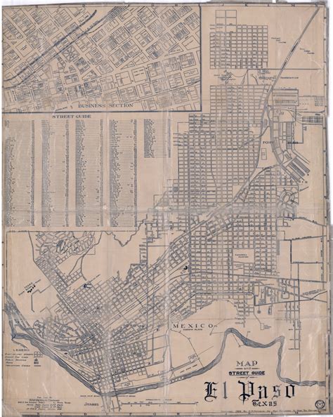 Map and Street Guide of El Paso, Texas circa 1925 | wall