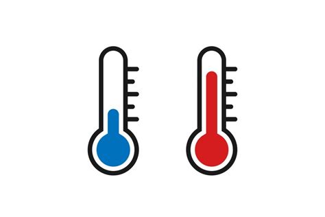 Hot and cold temperature vector pictogram. Thermometer icon