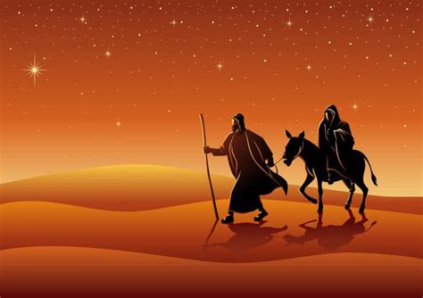 Premium Vector | Mary and joseph, journey to bethlehem | Christian ...