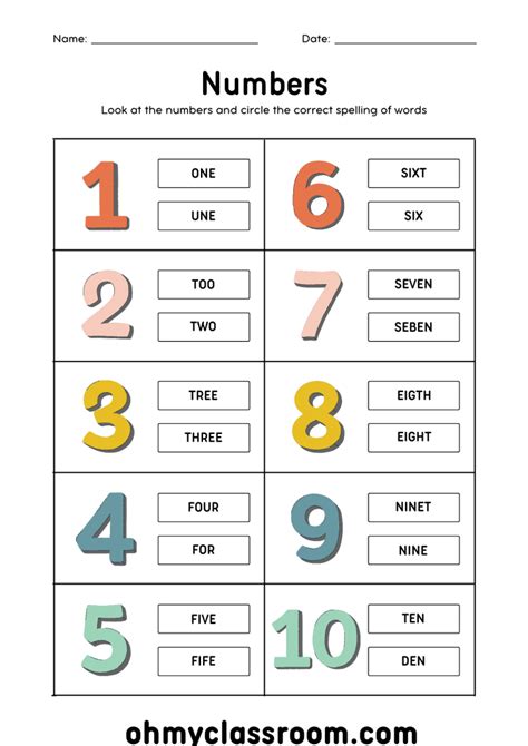 50 Free Printable Preschool Number Worksheets 1-10 (PDF) - OhMyClassroom.com