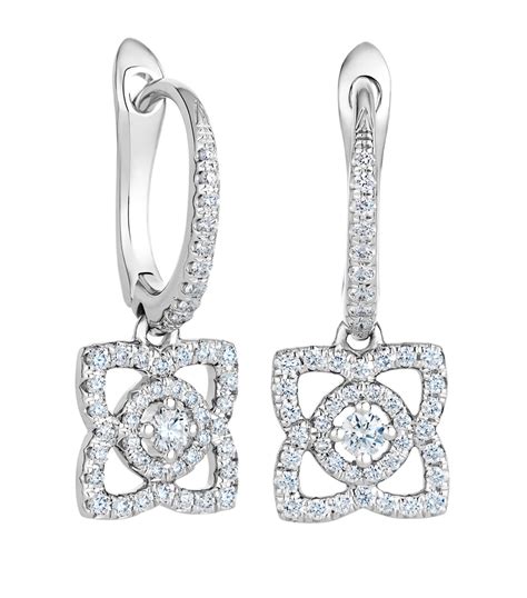 De Beers Jewellers White Gold Enchanted Lotus Sleeper Earrings | Harrods UK