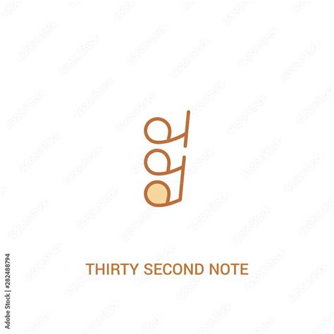 thirty second note rest concept 2 colored icon. simple line element illustration. outline brown ...