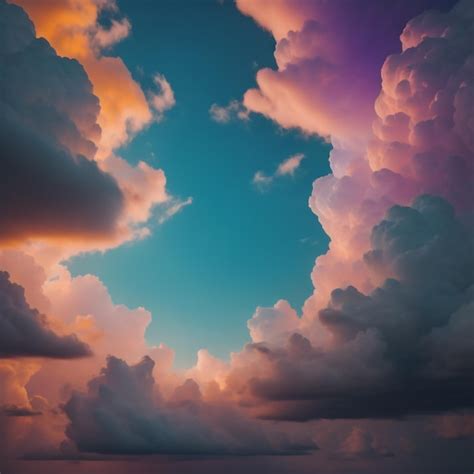 Premium Photo | A sunset with clouds and a heart shaped cloud.