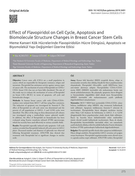 (PDF) Effect of Flavopiridol on Cell Cycle, Apoptosis and Biomolecule Structure Changes in ...