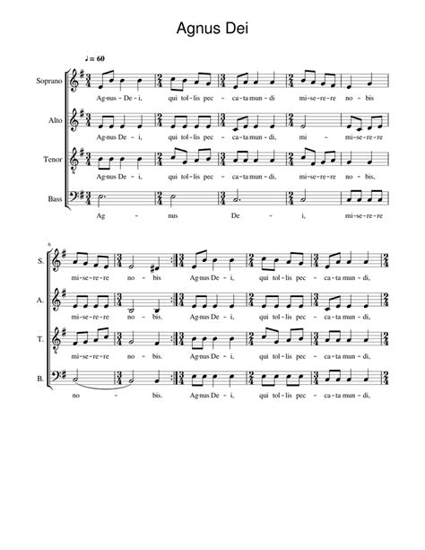 Agnus Dei Sheet music for Soprano, Alto, Tenor, Bass voice (Choral) | Musescore.com