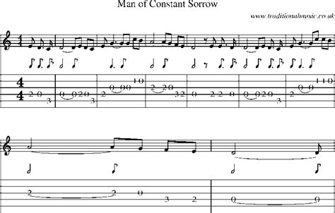 Guitar Tab and sheet music for Man Of Constant Sorrow