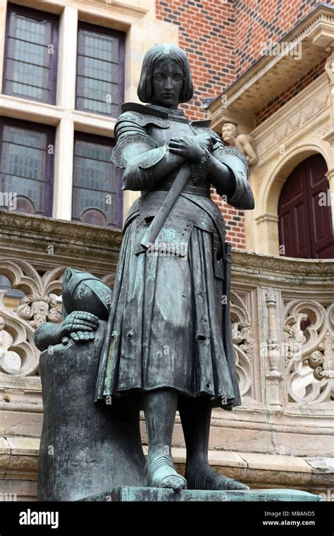 The Groslot hotel and Joan of Arc statue In Orleans, France 2018. The ...