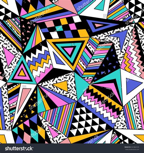 90s wallpaper 90s pattern Colorful Vector Seamless Pattern Geometric Shapes Stock Vector ...