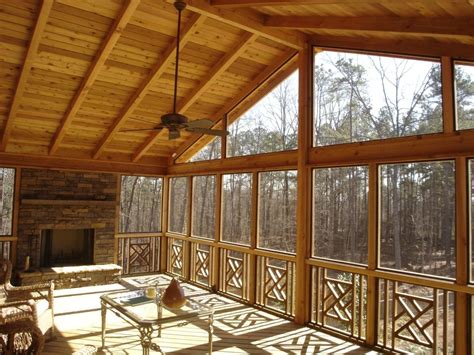 Rustic Wood Screen Porch - Screen Porch Living