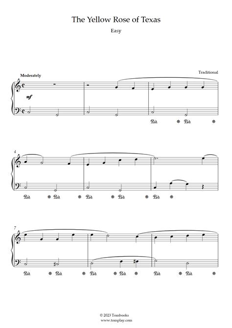 The Yellow Rose of Texas (Easy Level) (Traditional) - Piano Sheet Music