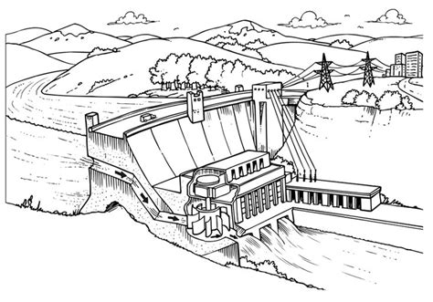 Diagram of a Hydroelectric Dam | Simplified diagram of a large hydroelectric project showing ...