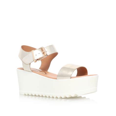 Miss kg Poppy Flat Platform Sandals in Metallic | Lyst