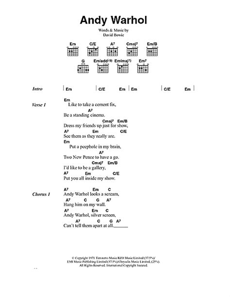 Andy Warhol sheet music by David Bowie (Lyrics & Chords – 40597)