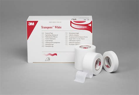 3M Transpore White Plastic Tape 1in x 10 Yards - Sold By Box 12 Rolls