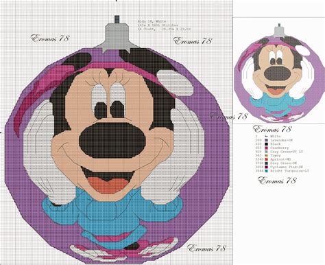 Cross Stitch : Mickey Mouse and Friends Christmas Ornaments - Free Pattern