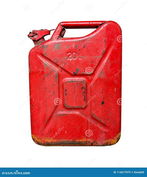 Old Red Metal Fuel Tank for Transporting and Storing Petrol. Isolated ...