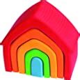 Amazon.com: Grimm's Rainbow Colored House 5-Piece Stacker - Wooden ...