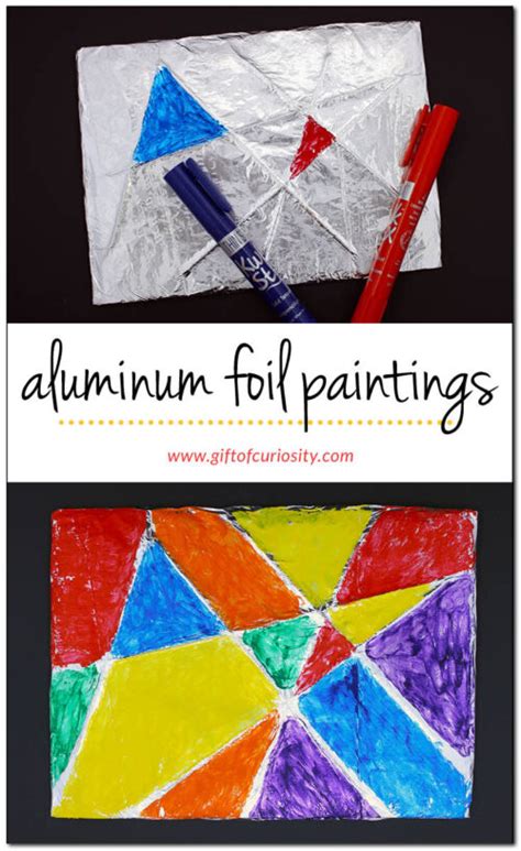 Beautiful aluminum foil paintings kids can make - Gift of Curiosity