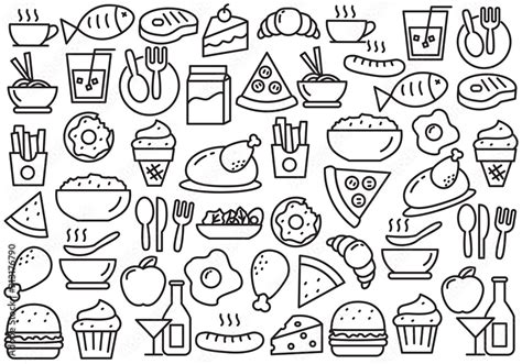 Set of food doodle vector illustration. Food doodle background Stock Vector | Adobe Stock