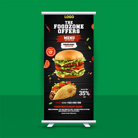 Food Roll Up Banner Design For Restaurant Premium Vec - vrogue.co