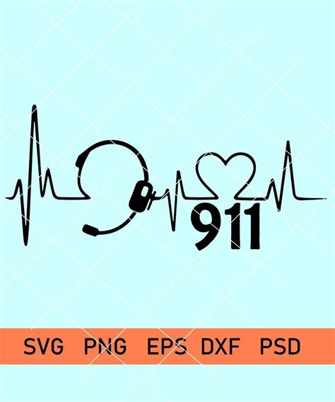 911 Dispatcher Heartbeat Headset svg, 911 svg, 911 Dispatcher svg ...